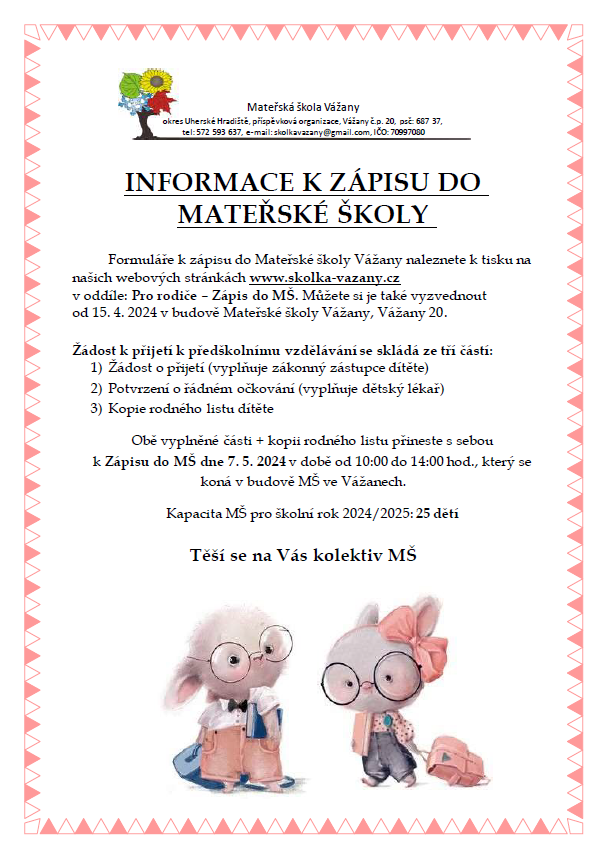 MŠ Vážany info