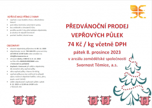 Prodej vepřových půlek - Svornost Těmice 8.12.23