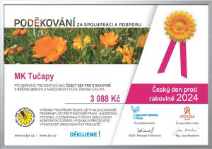 Certifikát - Poděkování Místní knihovně Tučapy za spolupráci při celostátní sbírce