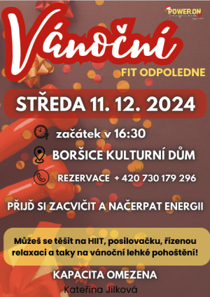 Pozvánka na FIT odpoledne: Cvičení, relaxace a lehké vánoční pohoštění - středa 11.12. v 16:30