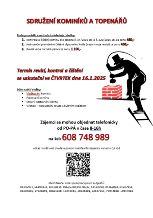 Kominíci - čtvrtek 16.1.2025