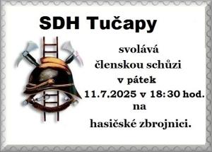 Členská schůze SDH Tučapy v pátek 13. června od 18:30 hod 1